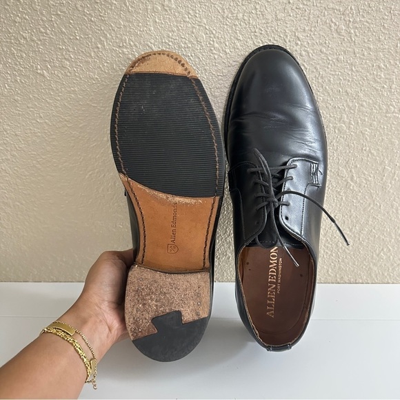Allen Edmonds Men's Whitney Plain Toe Derby Oxford Shoes in Black Color sz 9.5 - Picture 11 of 15